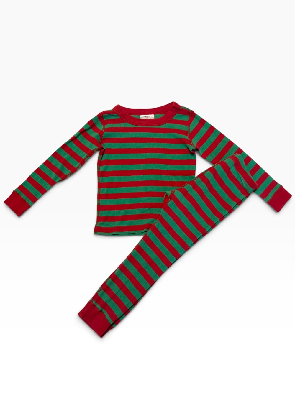 Hanna Andersson Red and Green Striped Long John Pajama Set Size4